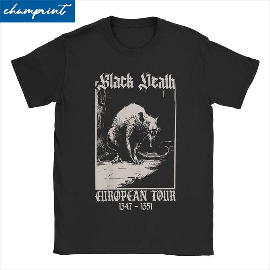 Gothic Grunge Black Death Medieval Rat Men's Cotton T-Shirt - Various Colors