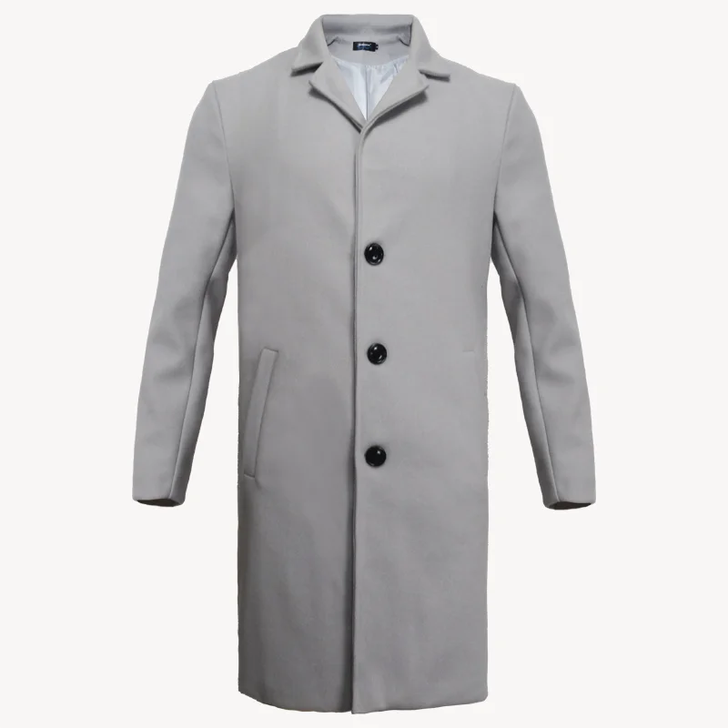 Men's Slim Fit Wool Trench Coat - Various Colors