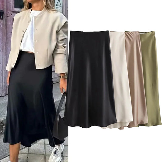 Elegant High-Waisted  Long Skirt for Women - Various Colors