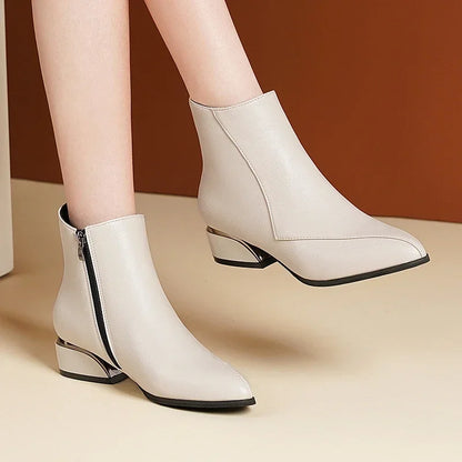 Womens Low-Heeled Ankle Boots-Various Colors