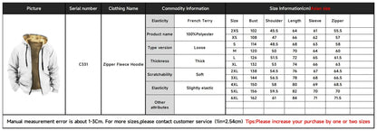 Men's Thickened Warm Jacket with Zipper and Pattern Print