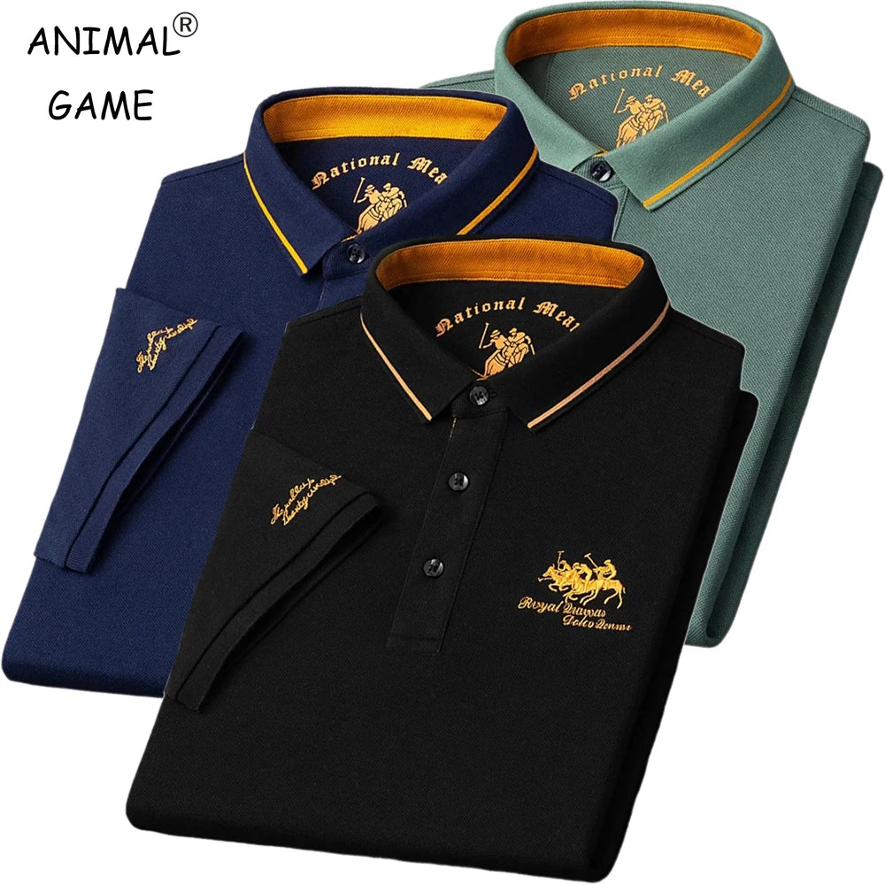 Men's Luxury Short Sleeve Embroidered Polo T- Shirt