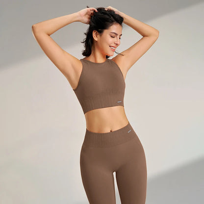 Women's 2-Piece High-Waisted Leggings and Sleeveless Bra Set