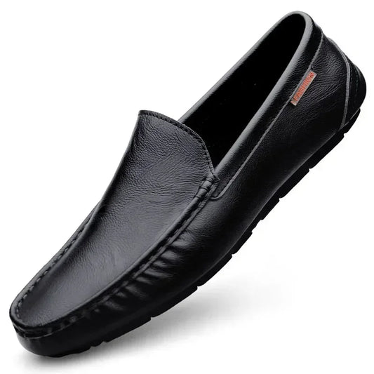 Men's Lightweight Breathable Genuine Leather Slip-On Casual Shoes