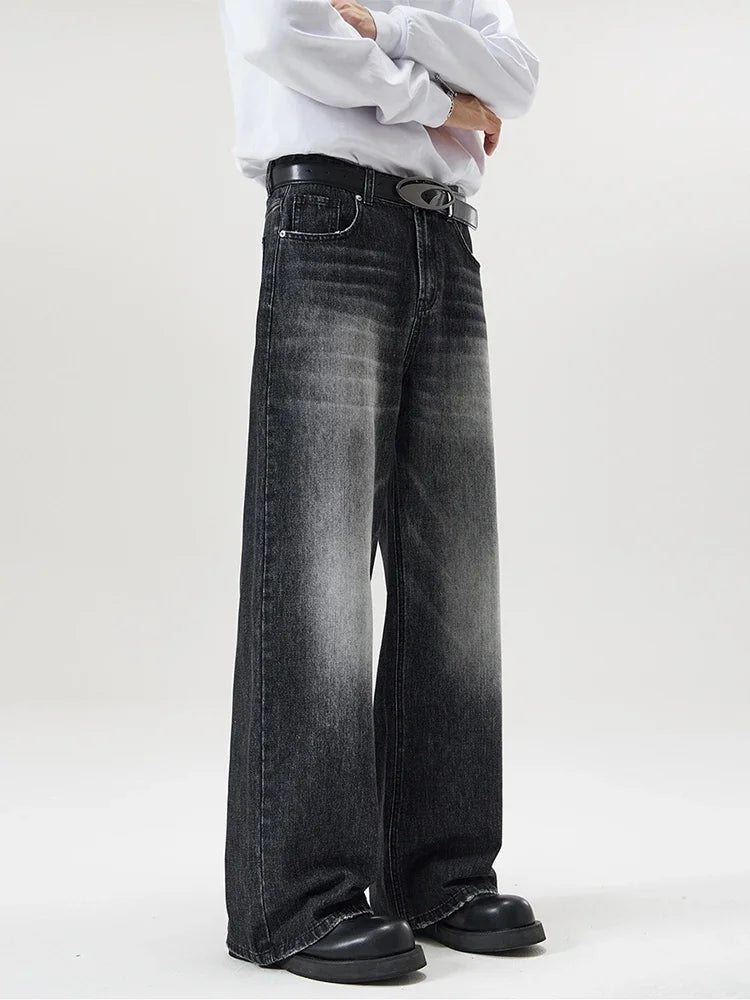 Men's Retro Washed Wide Leg Denim Jeans