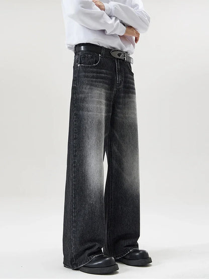 Men's Retro Washed Wide Leg Denim Jeans