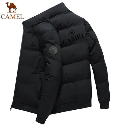 GOLDEN CAMEL Men's Thick Warm Puffer Jacket with Short Stand Collar