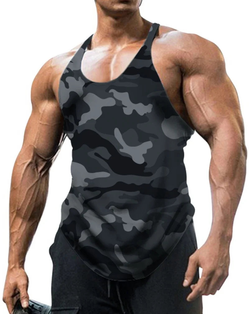 Men's Slim Fit Camouflage Sleeveless Stringer Tank Top