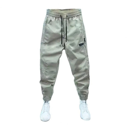 Men's Casual Cotton Cargo Joggers with Drawstring