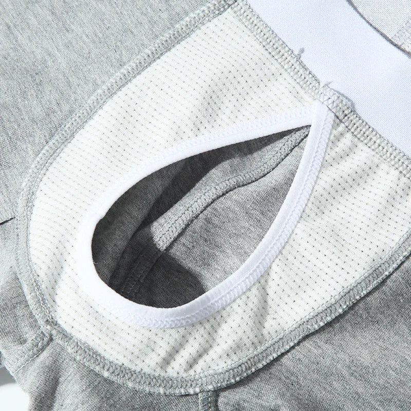 2Pcs/1Pcs Men's Cotton Open Front Boxer Shorts - Breathable Pouch Design