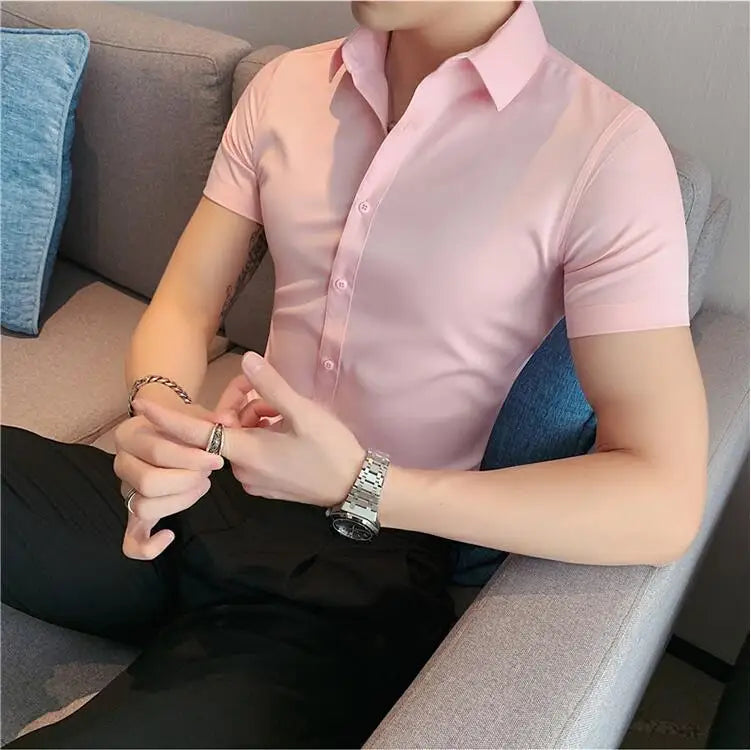 Slim Fit Casual Short Sleeve Shirt for Men - Various Colors