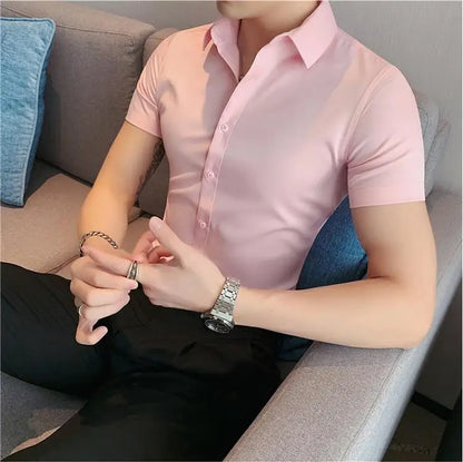 Slim Fit Casual Short Sleeve Shirt for Men - Various Colors