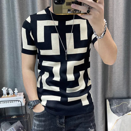 Luxurious Knitted Short Sleeve T-Shirt - Slim Fit - Various Colors