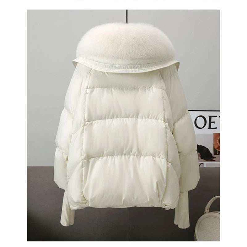 Women's Thickened Zipper Jacket with Detachable Faux Fur Collar