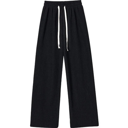 Women's Wide-Leg Long Pants with Drawstring Elastic Waist