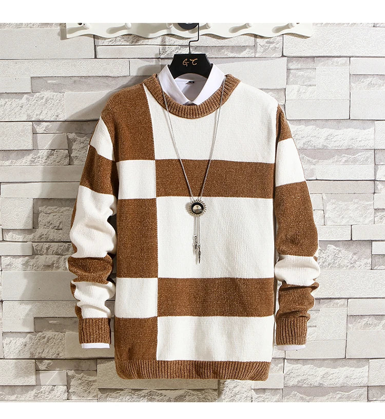 Men's Two-Tone Chenille Sweater - Various Colors