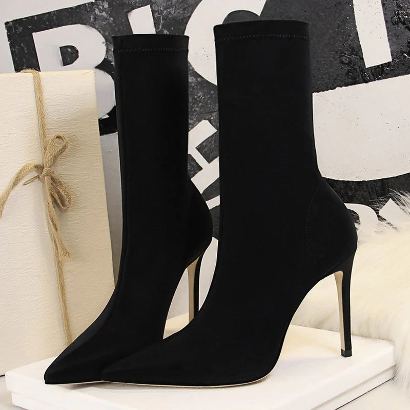 Knitted Stretch High Heel Boots for Women