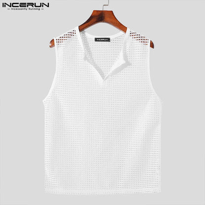 Men's Mesh V-Neck Transparent Tank Top