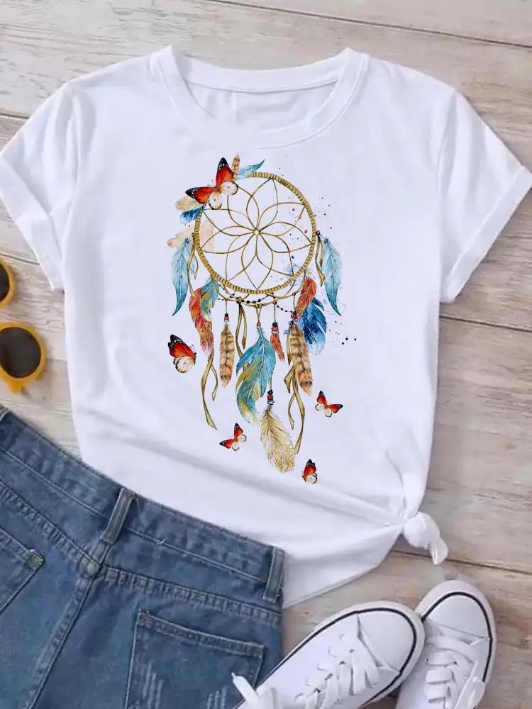 Feather Dreamcatcher Graphic Tee for Women